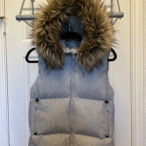 GAP Wool Down Puffer Vest with Faux Fur Hood